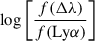 Mathematical equation: $ \log \left[\frac{f(\Delta \lambda)}{f(\mathrm{Ly}\alpha)}\right] $