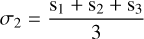 Mathematical equation: $\rm \sigma_2=\dfrac{s_1+s_2+s_3}{3}$