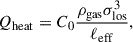 Mathematical equation: $$ \begin{aligned} Q_{\rm {heat}}=C_0\frac{\rho _{\rm {gas}}\sigma _{\rm {los}}^3}{\ell _{\rm {eff}}}, \end{aligned} $$
