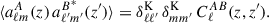 Mathematical equation: $$ \begin{aligned} \langle a^A_{\ell m}(z)\,a^{B^*}_{\ell ^{\prime } m^{\prime }}(z^{\prime })\rangle ={\delta }^\mathrm{K}_{\ell \ell ^{\prime }}\,{\delta }^\mathrm{K}_{mm^{\prime }}\,C^{AB}_\ell (z,z^{\prime }). \end{aligned} $$