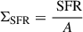 Mathematical equation: $ \Sigma_{\text{SFR}} = \frac{\text{ SFR}}{A} $