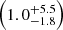 Mathematical equation: $ \left(1.0^{+5.5}_{-1.8}\right) $