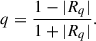 Mathematical equation: $$ \begin{aligned} q = \frac{1 - |R_q|}{1 + |R_q|}. \end{aligned} $$