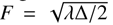 Mathematical equation: $\[F=\sqrt{\lambda \Delta / 2}\]$