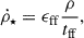 Mathematical equation: $$ \begin{aligned} \dot{\rho }_{\star }=\epsilon _{\rm ff}\frac{\rho }{t_{\rm ff}}, \end{aligned} $$