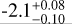 Mathematical equation: $\[-2.1_{-0.10}^{+0.08}\]$