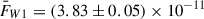 Mathematical equation: $ \bar F_{W1} = (3.83\pm0.05)\times10^{-11} $