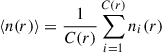 Mathematical equation: $$ \begin{aligned} \langle n(r) \rangle = \frac{1}{C(r)} \sum _{i=1}^{C(r)} n_i(r) \end{aligned} $$
