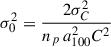 Mathematical equation: $ \sigma_0^2=\frac{2\sigma_C^2}{n_p\,a_{100}^2C^2} $