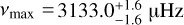 Mathematical equation: $v_{\text {max}}= 3133.0_{-1.6}^{+1.6} \mu \mathrm{~Hz}$