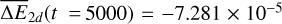 Mathematical equation: ${\overline {{\rm{\Delta }}E} _{2d}}(t = 5000) = - 7.281 \times {10^{ - 5}}$