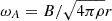 Mathematical equation: $ \omega_A = B/\sqrt{4\pi\rho}r $