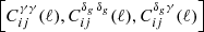 Mathematical equation: $ \left[C_{ij}^{\gamma\gamma}(\ell), C_{ij}^{\delta_{g}\,\delta_{g}}(\ell), C_{ij}^{\delta_{g}\gamma}(\ell)\right] $
