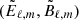 Mathematical equation: $ (\tilde{E}_{\ell,m},\tilde{B}_{\ell,m}) $