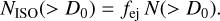 Mathematical equation: $\[N_{\mathrm{ISO}}\left(>D_0\right)=f_{\mathrm{ej}} ~N\left(>D_0\right).\]$