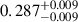 Mathematical equation: $ 0.287^{+0.009}_{-0.009} $