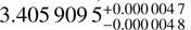 Mathematical equation: $\[3.405~909~5_{-0.000~004~8}^{+0.000~004~7}\]$