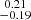 Mathematical equation: $ \substack{0.21 \\ -0.19} $