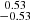 Mathematical equation: $ \substack{0.53 \\ -0.53} $