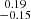 Mathematical equation: $ \substack{0.19 \\ -0.15} $