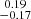 Mathematical equation: $ \substack{0.19 \\ -0.17} $