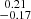Mathematical equation: $ \substack{0.21 \\ -0.17} $