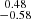 Mathematical equation: $ \substack{0.48 \\ -0.58} $