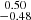 Mathematical equation: $ \substack{0.50 \\ -0.48} $