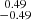 Mathematical equation: $ \substack{0.49 \\ -0.49} $