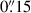 Mathematical equation: $ 0{{\overset{\prime\prime}{.}}}15 $