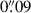 Mathematical equation: $ 0{{\overset{\prime\prime}{.}}}09 $