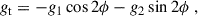 Mathematical equation: $$ \begin{aligned} g_\mathrm{t} = - g_1 \cos {2 \phi } - g_2 \sin {2\phi }\;, \end{aligned} $$