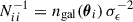 Mathematical equation: $ N^{-1}_{ii}=n_{\mathrm{gal}}(\boldsymbol{\theta}_i)\,\sigma_\epsilon^{-2} $