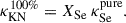 Mathematical equation: $$ \begin{aligned} \kappa _{\rm KN}^{100\%} = X_{\rm Se}\,\kappa _{\rm Se}^\mathrm{pure}. \end{aligned} $$
