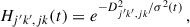 Mathematical equation: $$ \begin{aligned} H_{j^{\prime }k^{\prime },jk}(t) = e^{-D_{j^{\prime }k^{\prime },jk}^2/\sigma ^2(t)}\,, \end{aligned} $$