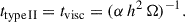 Mathematical equation: $$ \begin{aligned} t_{\rm type\,II} = t_{\rm visc} = (\alpha \,h^2\,\Omega )^{-1}. \end{aligned} $$