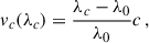 Mathematical equation: $$ \begin{aligned} v_c(\lambda _c) = \frac{\lambda _{c}-\lambda _0}{\lambda _0}c\,, \end{aligned} $$
