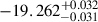 Mathematical equation: $ -19.262^{+0.032}_{-0.031} $