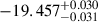 Mathematical equation: $ -19.457^{+0.030}_{-0.031} $