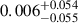 Mathematical equation: $ 0.006^{+0.054}_{-0.055} $