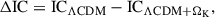 Mathematical equation: $$ \begin{aligned}&\Delta \mathrm{IC} = \mathrm{IC}_{\Lambda \mathrm{CDM}} - \mathrm{IC}_{\Lambda \mathrm{CDM} + \Omega _{\mathrm{K} }},\end{aligned} $$