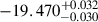 Mathematical equation: $ -19.470^{+0.032}_{-0.030} $