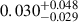 Mathematical equation: $ 0.030^{+0.048}_{-0.029} $