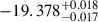 Mathematical equation: $ -19.378^{+0.018}_{-0.017} $