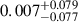Mathematical equation: $ 0.007^{+0.079}_{-0.077} $
