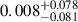 Mathematical equation: $ 0.008^{+0.078}_{-0.081} $