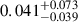 Mathematical equation: $ 0.041^{+0.073}_{-0.039} $
