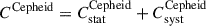 Mathematical equation: $ C^{\mathrm{Cepheid}} = C_{\mathrm{stat}}^{\mathrm{Cepheid}} + C_{\mathrm{syst}}^{\mathrm{Cepheid}} $