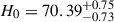 Mathematical equation: $ H_0 = 70.39^{+0.75}_{-0.73} $