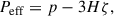 Mathematical equation: $$ \begin{aligned} P_{\mathrm{eff} } = p - 3H\zeta , \end{aligned} $$